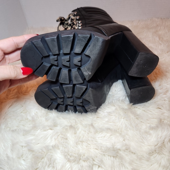 Zara Leather Chunky Heal Black Ankle Boots Size 38 - Picture 7 of 13
